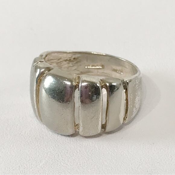 Vintage 925 Sterling Silver Milor Italy Ribbed Puffy Abstract Modern Ring 7 - Picture 10 of 15
